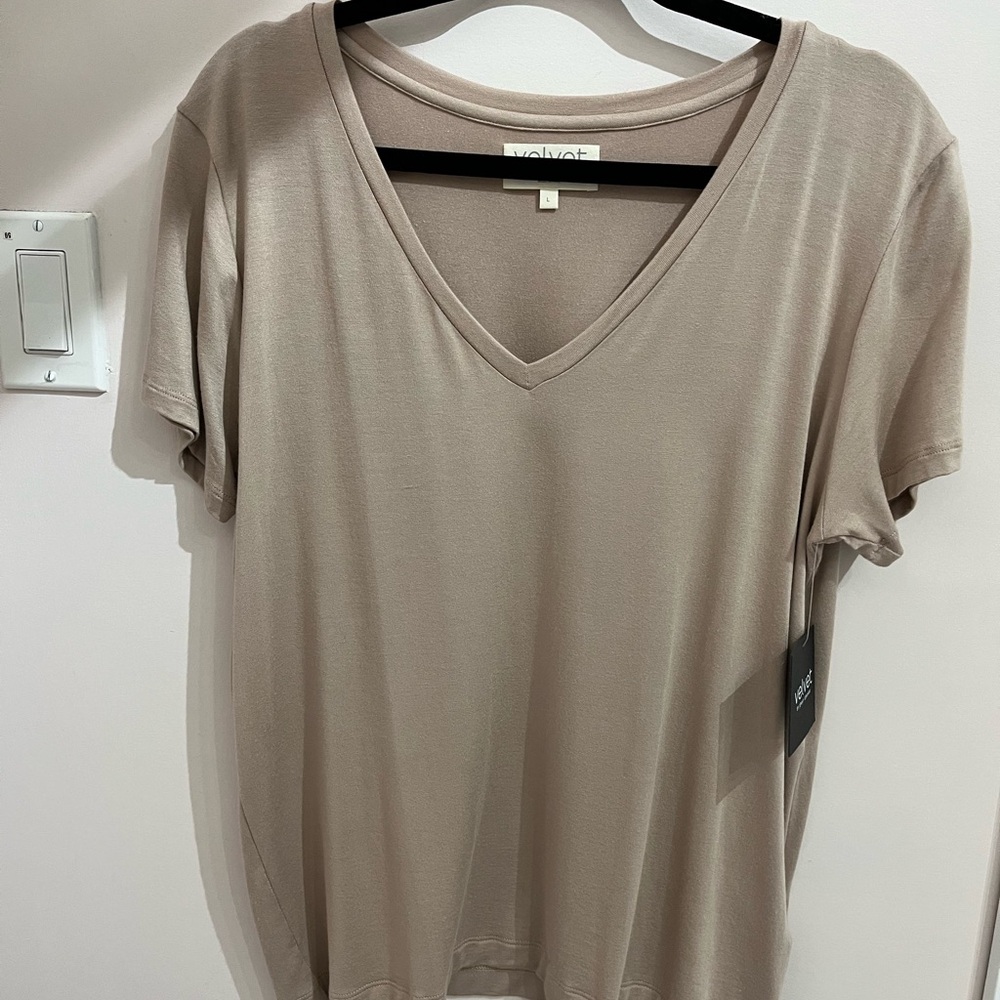Tan Relaxed Short Sleeve Modal/Elastane T-Shirt - Velvet by Jenny Graham